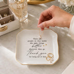 Thank You Gifts for Women - 4"x4" Ceramic Jewelry Dish Tray - Appreciation Inspirational Gifts for Women Employee Coworker Teacher Friends (White-Thank You)