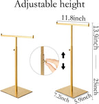 Purse Display Stand Jewelry Tower Stainless Steel Handbag Stand Jewelry Stands Tabletop for Necklaces Organizer Stand Adjustable Height Home Store Boutique, Gold