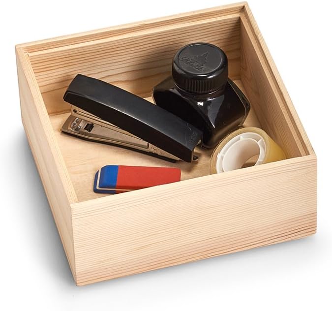 Zeller Storage Box, Pine, Natural, ca. 15 x 15 x 7 cm