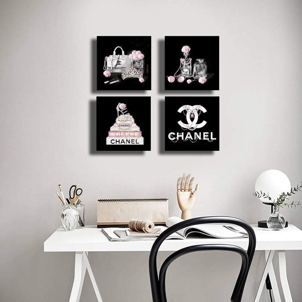 Meetdeceny Black And White Wall Art/Pink Book Pictures Room Decor for Teen Gi...