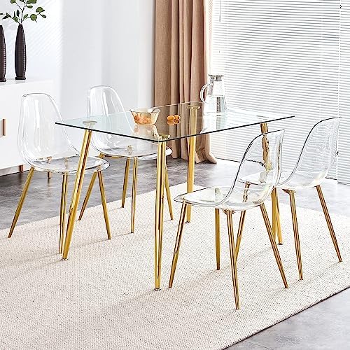 Baysitone Clear Dining Chairs Set of 4, Modern Kitchen Chairs with Transparen...