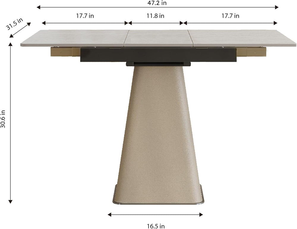 47.2" Retractable Rock Slab Folding Dining Table, Modern Expandable Kitc...