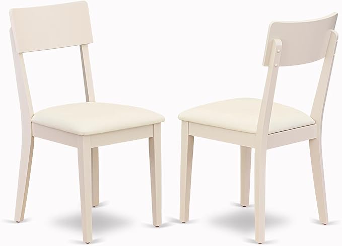 East West Furniture VAAD7-LWH-LC 7 Piece Dinette Set Consist of an Oval Dining Room Table with Butterfly Leaf and 6 Faux Leather Upholstered Dining Chairs, 40x76 Inch, Linen White
