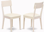 East West Furniture VAAD7-LWH-LC 7 Piece Dinette Set Consist of an Oval Dining Room Table with Butterfly Leaf and 6 Faux Leather Upholstered Dining Chairs, 40x76 Inch, Linen White