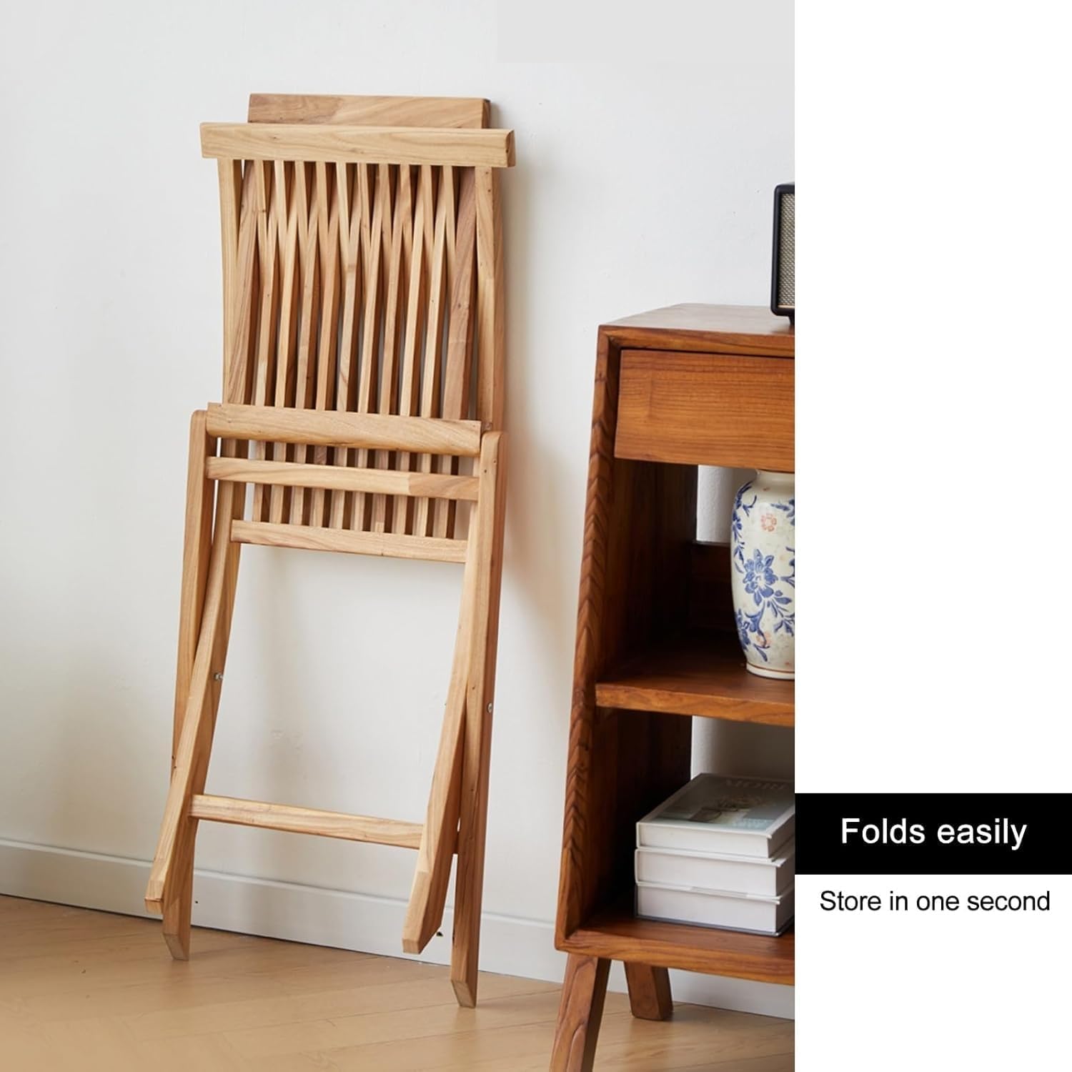 Folding Chairs - 2 Piece Folding Chairs for Outside Set, Fully Assembled, Solid Wooden Outdoor, Indoor,(Brown,62cm/24in)