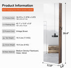 GISSAR Full Length Mirror Jewelry Cabinet, 6 LEDs Jewelry Armoire Wall Mounted Over The Door Hanging, Jewelry Organizer Display Storage Furniture with Lights Locker Mirrored Cabinet, Vintage Brown