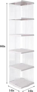Rotating Bookshelf Tower, 360-Degree rotating bookshelves , Small-Space Corner Spinning Bookshelf , Revolving Bookcase Suitable for Bedrooms, Living Rooms, Studies and Offices (Rectangular，White）