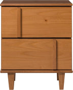 Walker Edison Sprague Contemporary Detailed Drawer Solid Wood Nightstand, 20 Inch, Caramel