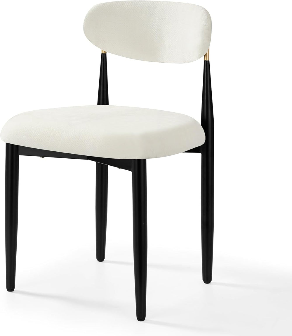 Morden Fort White Set of 2 Armless Upholstered Chenille Dining Chairs with Bl...