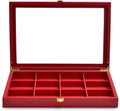 Oirlv 12 Gird Jewelry Tray with Acrylic Lid Premium Leather Jewelry Organizer Box Transparent Lid Bracelet Bangle Storage Case for Women Gift