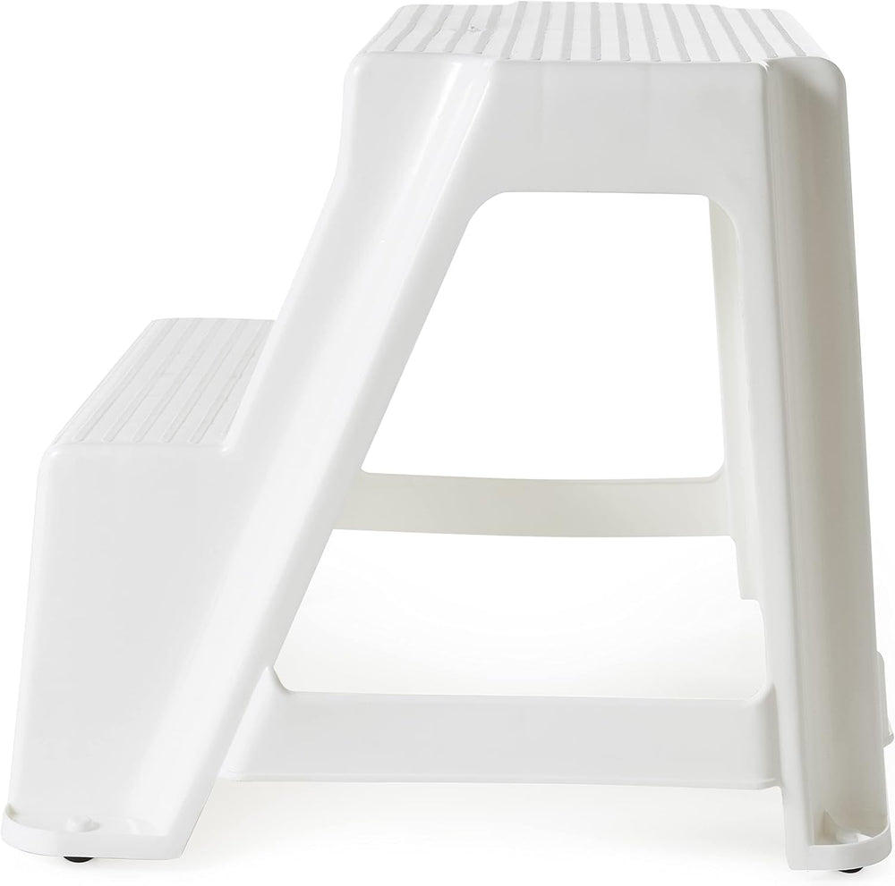 Gracious Living 2-Step Plastic Stool, 300 Lb Capacity, White | Portable Step ...