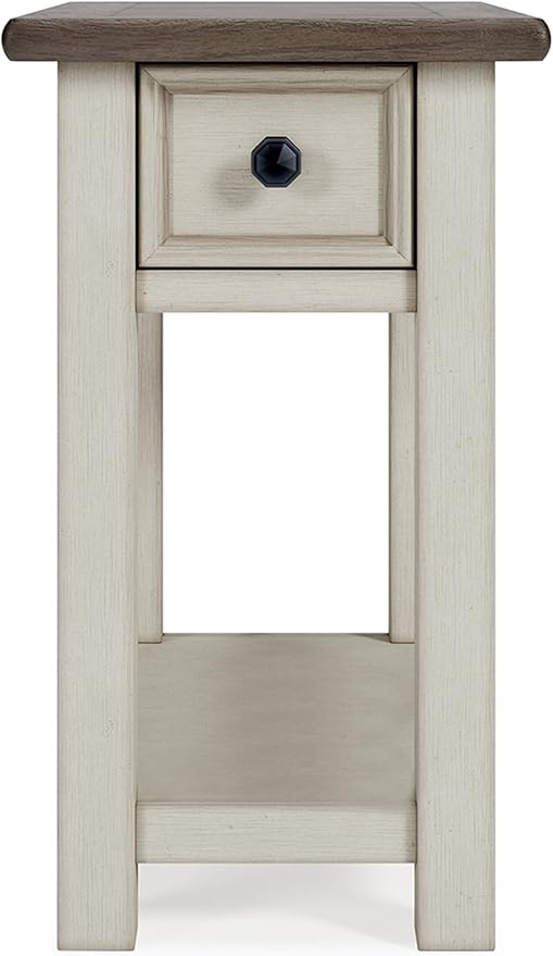Signature Design by Ashley Bolanburg Farmhouse Chair Side End Table, Light Brown & Whitewash