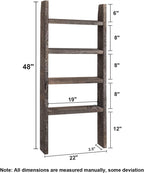 KIAYACI 4-Tier Blanket Ladder Shelves Farmhouse Decorative Ladder Wood Shelves Quilt Rack Wood Ladder Blanket Ladder for The Living Room Boho Shelf Decor(Vintage Walnut, 48" x 22")