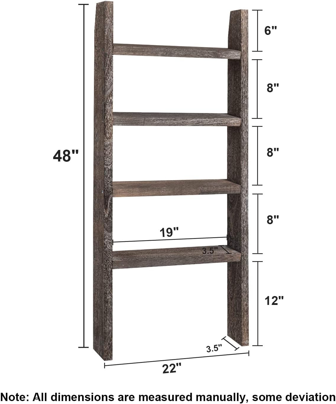 KIAYACI 4-Tier Blanket Ladder Shelves Farmhouse Decorative Ladder Wood Shelves Quilt Rack Wood Ladder Blanket Ladder for The Living Room Boho Shelf Decor(Vintage Walnut, 48" x 22")