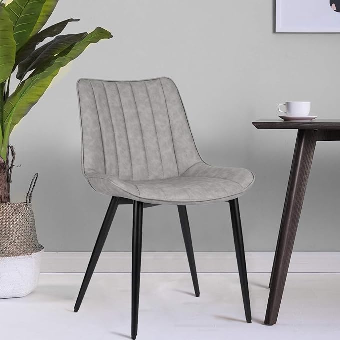 Faux Leather Dining Chairs Set of 2 Mid Century Modern Leisure Upholstered Ch...