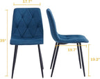 Btrpily 4 Set of Dining Chairs, Metal Frame Dining Chair for Kitchen Room,Technology Cloth Seat Chair for Living Room, Bedroom(Blue)