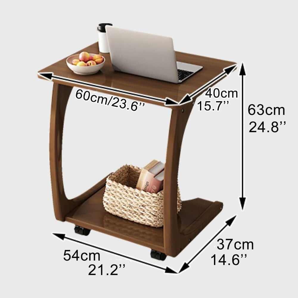 C-Shaped Rolling Sofa Side Table with Wheels, Mobile Snack End Table, Portabl...