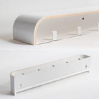 Kazai. Wall-Mounted Coat Rack 'Toke' - Modern Design Coat Rack with Hidden Wall Hooks - Solid Wood Veneer Panel Coat Hanger - White