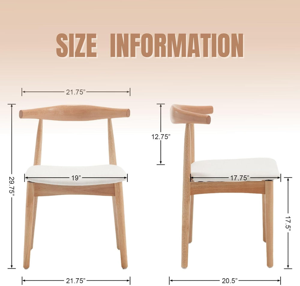 ROCITY Wood Dining Chairs Set of 4 Fabric Kitchen Chairs with Linen Cushion a...