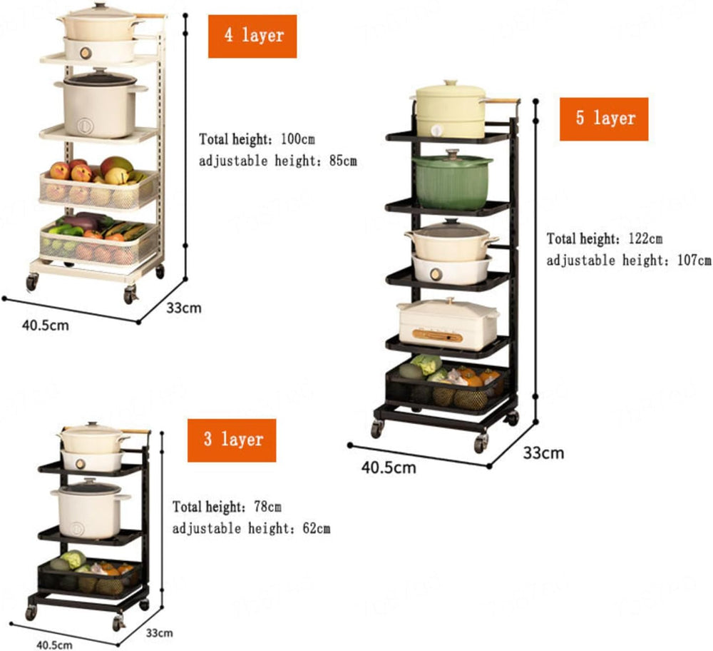 Kitchen Pan Storage Rack with 3 Pan Stands 2 Boards and 1 Basket Cupboard niz...