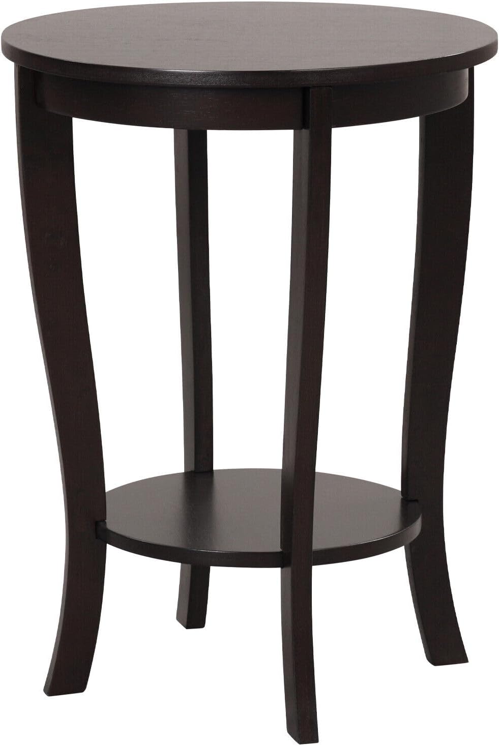 SlickBlue Space-Saving 2-Tier Round End Table with Premium Wood Legs and Floo...