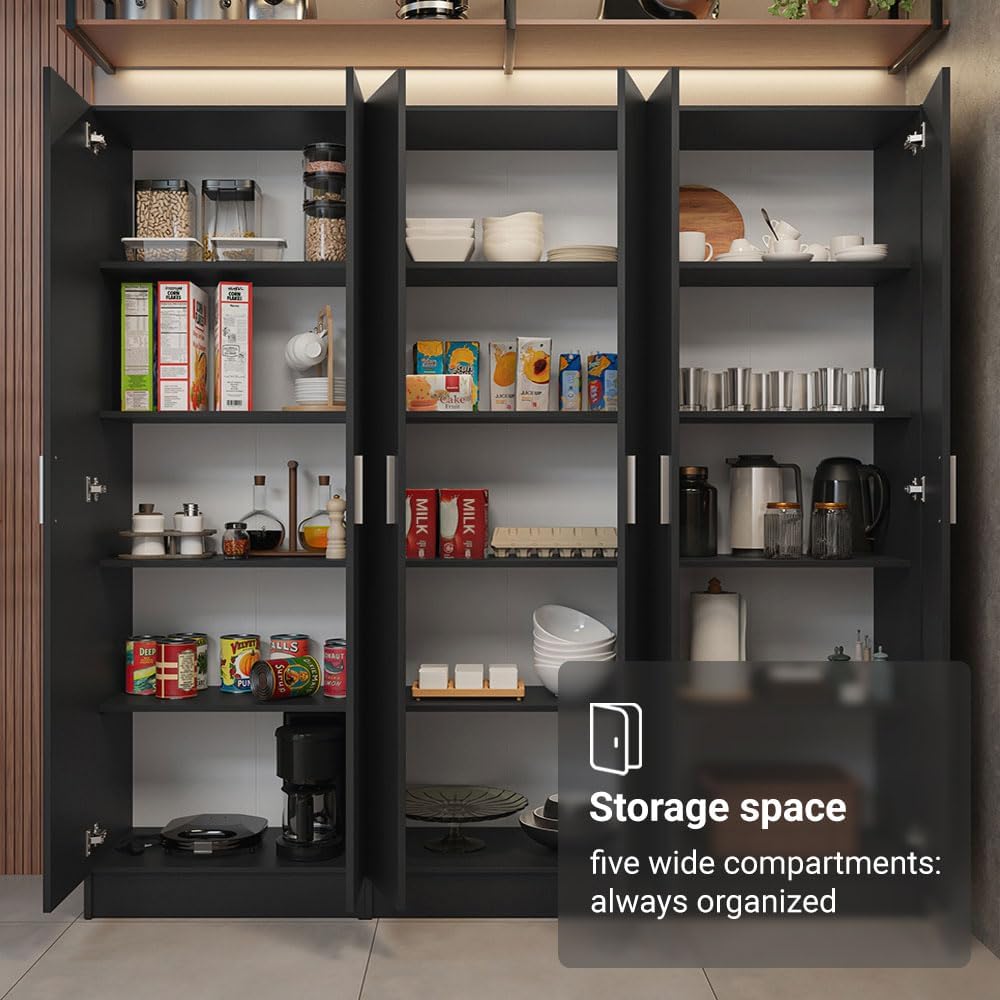 Madesa Kitchen Set 3 Pantry Storage Cabinet with 15 Utility Shelves 71" ...