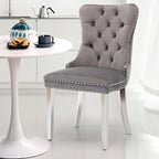SoarFlash Kitchen Table and Chairs for 2, 31.5" Dining Table Set for 2 with Velvet Upholstered Chairs, 3 Piece Round Kitchen Table Set, Dining Room Table Set for Small Space, Apartment, Grey/White