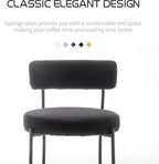 Boucle Dining Chairs Set of 4, Mid Century Modern Dining Room Chairs with Metal Legs, Upholstered Kitchen Chairs for Dining Room, Kitchen (Black)