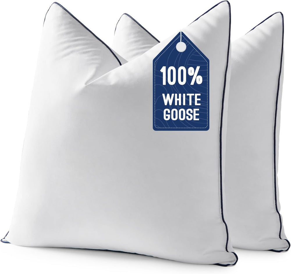 MIULEE Goose Feather Down 20x20 Pillow Insert Set of 2 with 100% Down-Proof C...