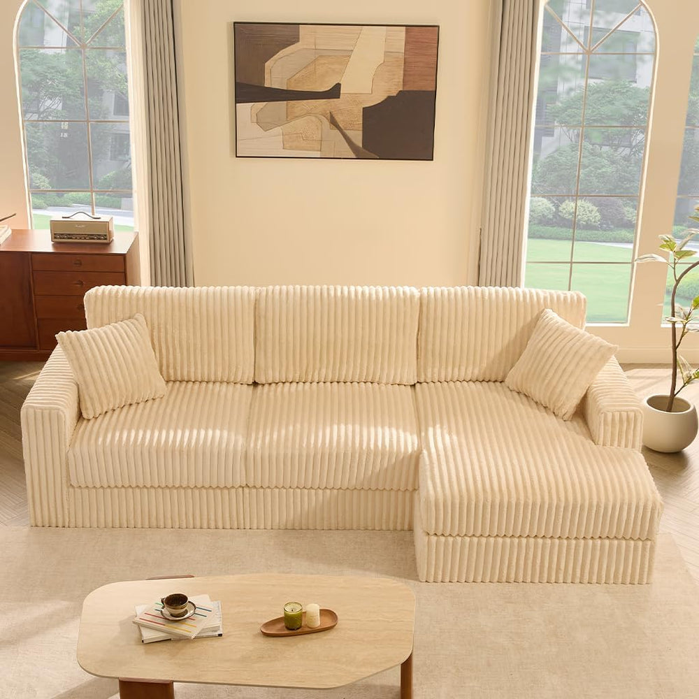 GOSUHI 113" L-Shaped Cloud Couch, Modular Sectional, Deep Seats, White |...