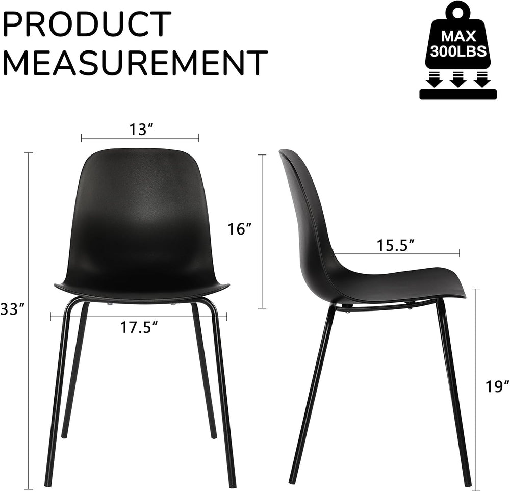 LSSBOUGHT Modern Dining Chairs Set of 4, Mid-Century Plastic Kitchen Chairs w...