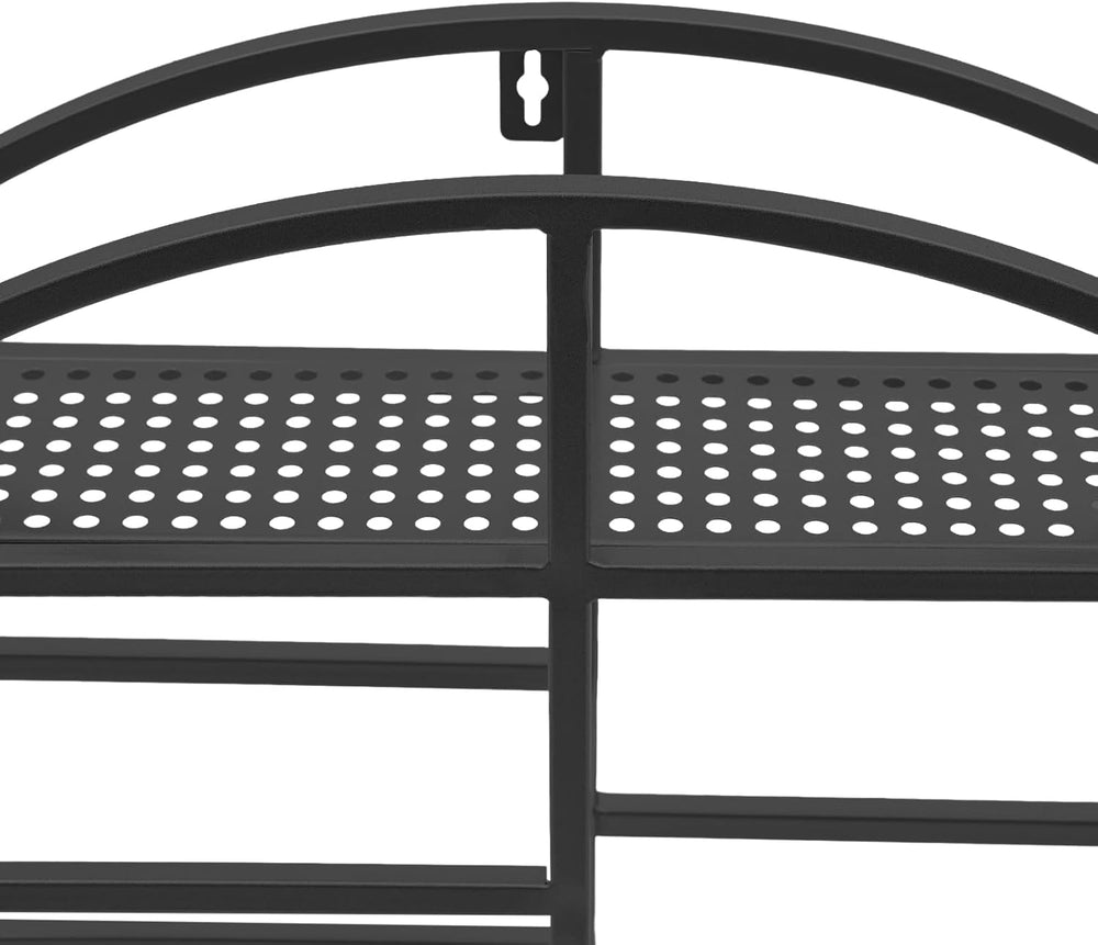 Round Wall Mounted Wine Rack with Wine Glass Shelf Goblet Holder- 23.6 Inch F...