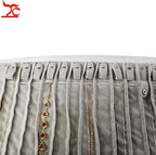 Portable Jewelry Roll Untangled Secure Necklace Travel Storage Bag Displays Holder 16 Chain (Black PU and gray velvet)