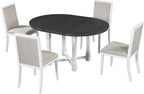 Ball & Cast 5 Pieces Dining Table Set with 4 Upholstered Chairs,Farmhouse Wooden Living Room Furniture for 4 W/ 57.7" Extendable Dining Table,for Dining Room,Bistro,Apartment,Grey+White