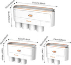 iHave Toothbrush Holders for Bathrooms - Upgrade Wall Mounted Toothbrush Holder with Toothpaste Dispenser - 4 Cups