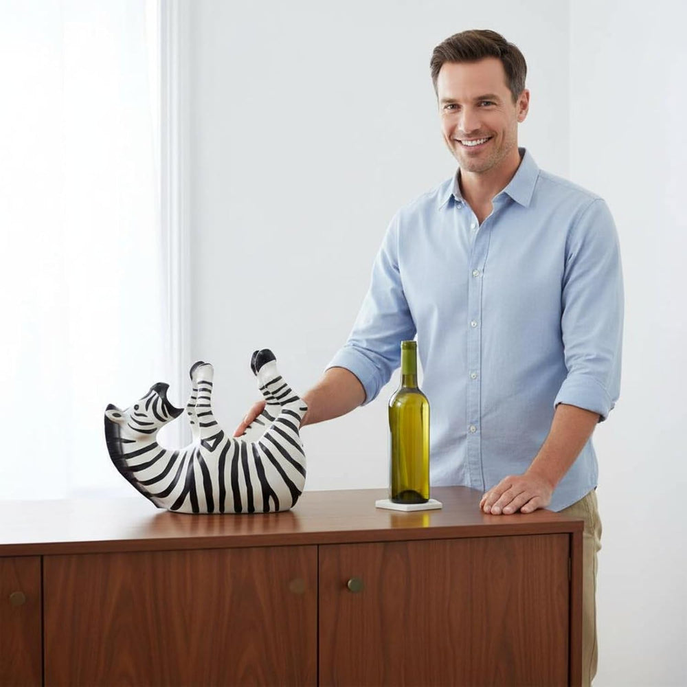 Animal Statue Vino Rack Vintage Design Animal Figurine Bottle Holder Stable B...
