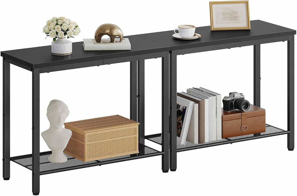 Hoctieon 2 Tier End Table, Sofa Side Table, Narrow Side Shelf with Storage, S...