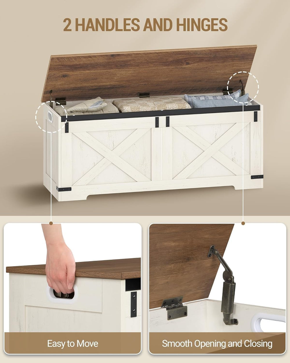 Hzuaneri 47" Farmhouse Storage Chest and Bench | 59 Gal | 330lb Seat | F...