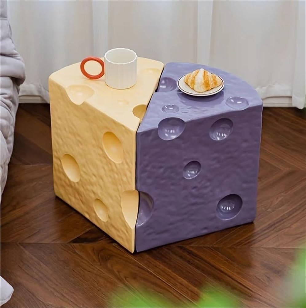 Coffee Table Cheese-Shaped Triangle Resin Side Table Multifunctional Sofa Sto...