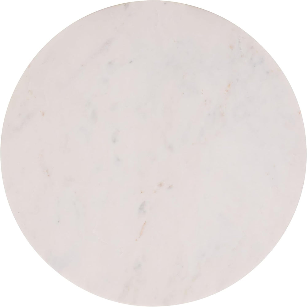 SAFAVIEH Home Collection – Kashi Clear Glass & White Marble Round Side Ta...
