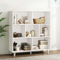 IOTXY Open Cube Low Bookcase - 3-Tier Freestanding Storage Display Cabinet Organizer with Legs for Home Office, 7-Cubes Open Shelf Short Bookshelf, White