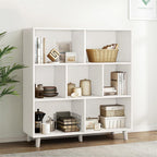 IOTXY Open Cube Low Bookcase - 3-Tier Freestanding Storage Display Cabinet Organizer with Legs for Home Office, 7-Cubes Open Shelf Short Bookshelf, White