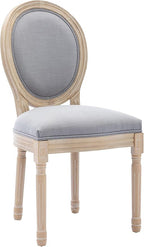Nrizc French Dining Chairs Set of 6, French Country Dining Chairs, Vintage Farmhouse Dining Chair with Round Back, Solid Wood Beige Fabric Dining Room Chairs, for Kitchen, Bedroom, Dining Room