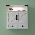 Bathroom Wall Cabinet, 23x25 Inch Farmhouse Medicine Cabinet Over Toilet with Drawer 2 Doors, Motion Lighting & Adjustable Shelves, White Above Toilet Storage for Laundry, Kitchen