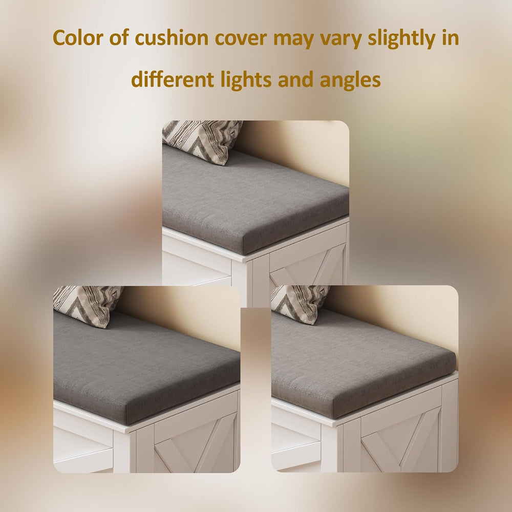 L-Shape Storage Bench with Cushion, Farmhouse Corner Dining Bench, Kitchen Br...