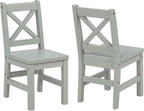 eHemco Solid Hard Wood X Back Kids Chair, Sage Green, Set of 2