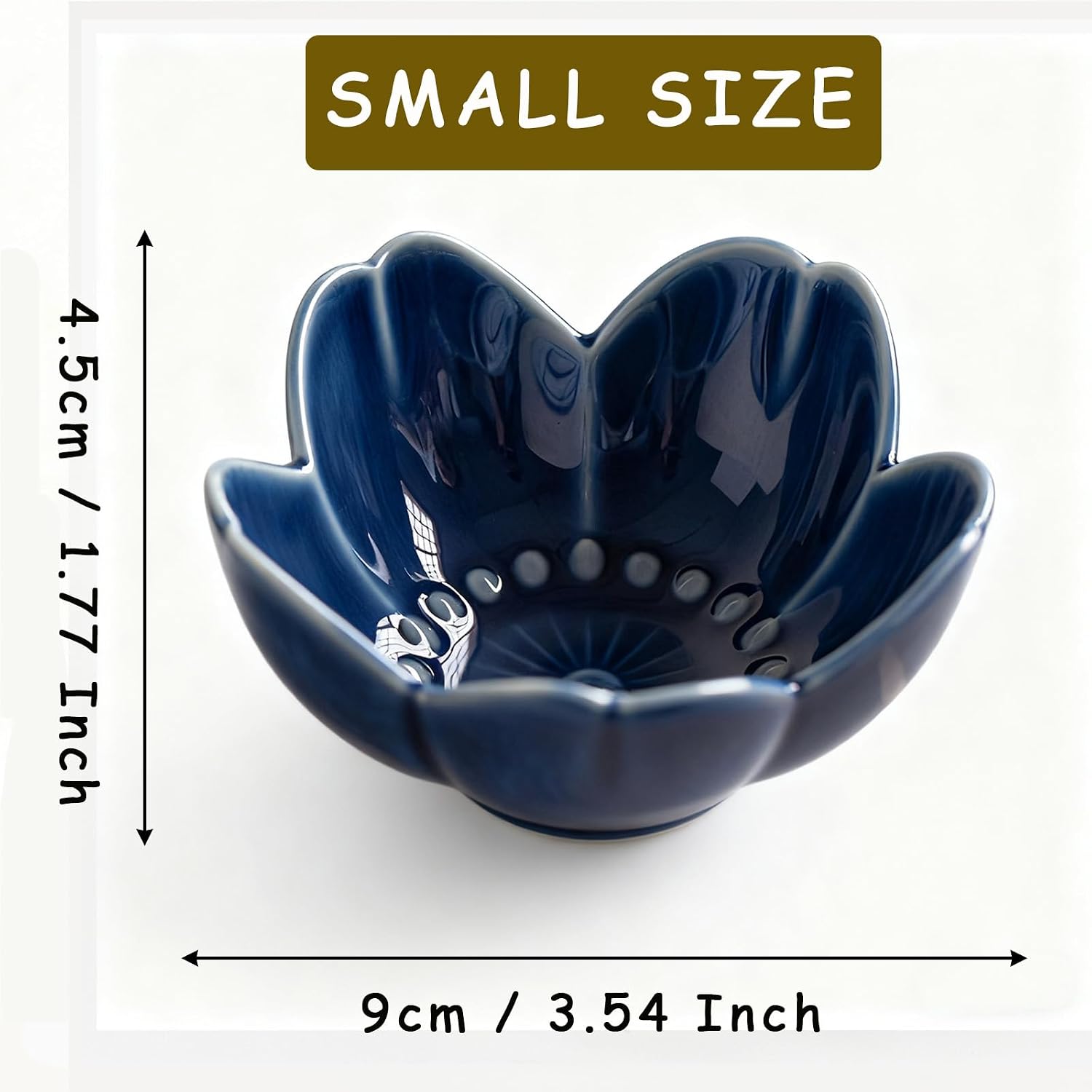 Blue Flower Ring Dish Jewelry Tray, Ceramic Jewelry Dish, Small Trinket Tray, Nightstand Bathroom Decor Ring Holder, Jewlery Plate Bowl for Christmas Friendship Birthday Gifts for Women Mom