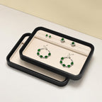 Oirlv Black Leather Jewelry Display Tray 11.81"x7.87" | Black Leather Exterior, Soft Velvet Lining, Sleek Black Finish, Versatile Jewelry Storage, Sturdy Construction