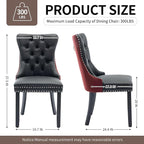 Velvet Dining Chairs Set of 4, High-end Tufted Upholstered Dining Chair with Ring Pull and Solid Wood Legs, Modern Dining Room Chairs for Dining Room, Black PU & Burgundy Velvet