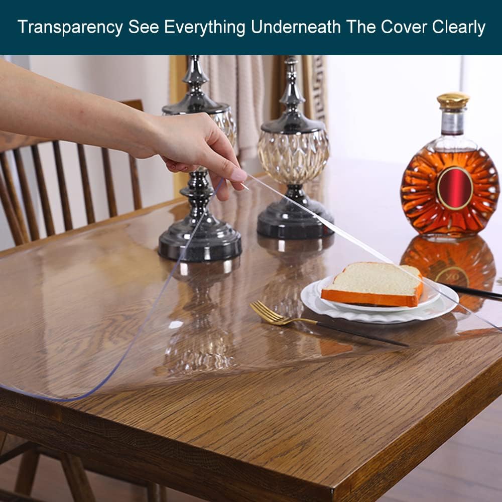 Clear Tabletop Topper Table Protector Wipeable Heat Resistant Wooden Marble G...